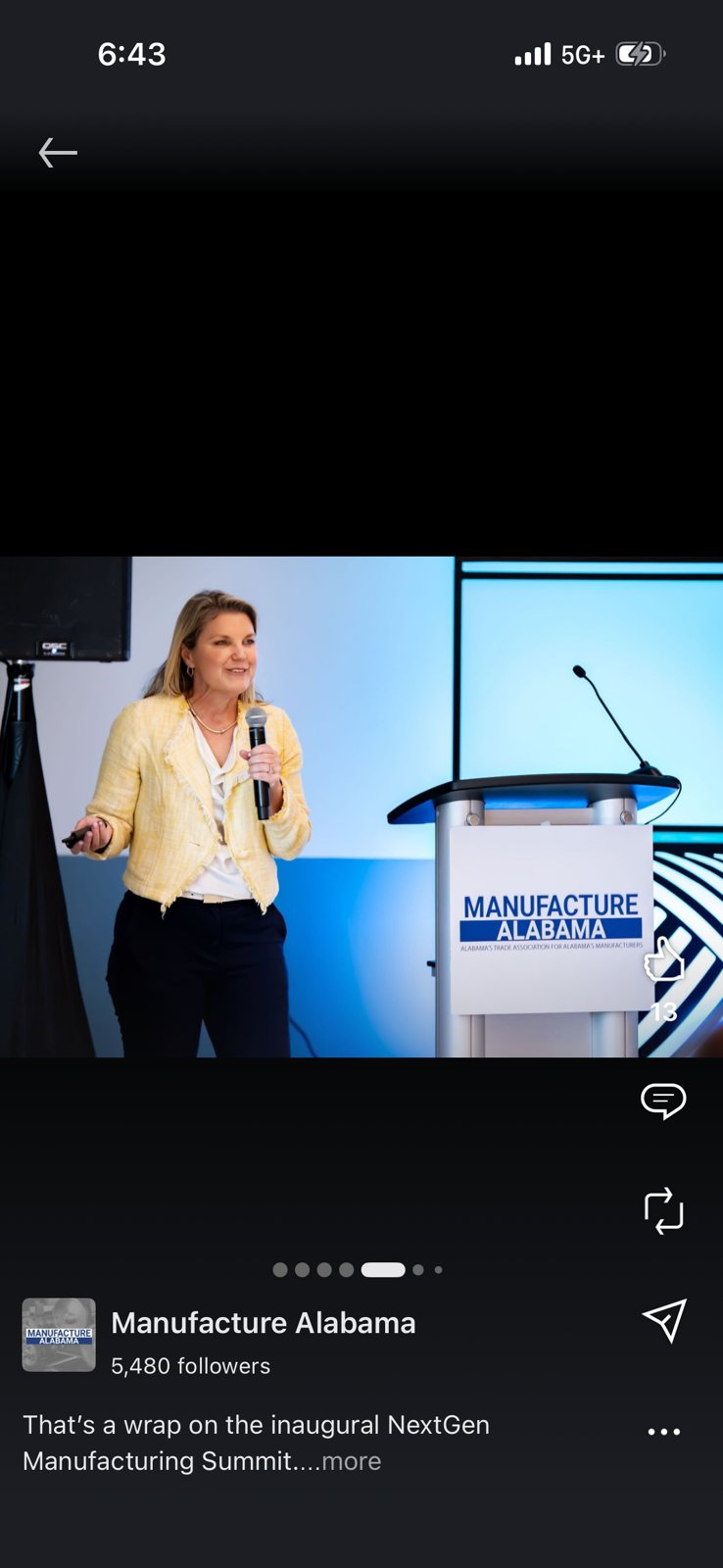 Connie Buskness speaking at the Manufacture Alabama NextGen Summit